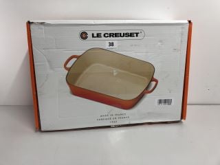 LE CREUSET SIGNATURE ENAMELLED CAST IRON RECTANGULAR ROASTING DISH, 37CM 6.6LITRES, VOLCANIC RRP:£172