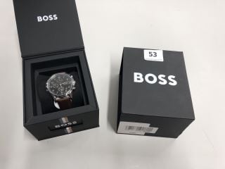 HUGO BOSS CHRONOGRAPH QUARTZ WATCH FOR MEN NAVIGATOR COLLECTION WITH LEATHER BRACELET RRP:£173 (HAND IS DAMAGED)