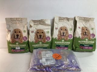 FOUR SACKS OF HARRINGTONS DRY DOG FOOD