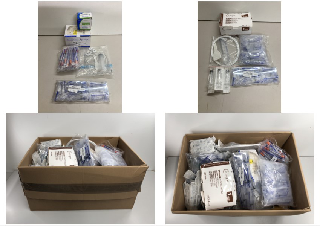 BOX OF VARIOUS HEALTHCARE AND PHARMACEUTICAL SUPPLIES AND PRODUCTS