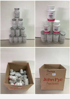 BOX OF VARIOUS HEALTHCARE AND PHARMACEUTICAL SUPPLIES AND PRODUCTS