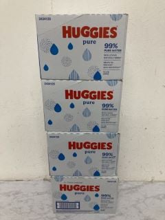 4 X BOXES OF HUGGIES PURE BABY WIPES