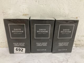 3 X DAVID BECKHAM INSTINCT EAU DE PARFUM 75ML BOTTLES