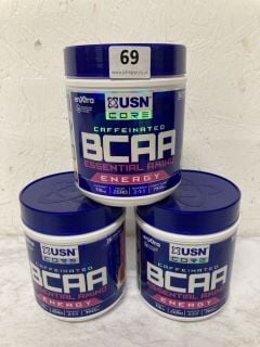 3 X USN CORE CAFFEINATED BCAA ENERGY BB 01/25