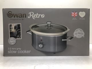 SWAN RETRO 3.5L GREY SLOW COOKER