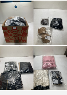 BOX OF CLOTHING ITEMS IN VARIOUS COLOURS & DESIGNS