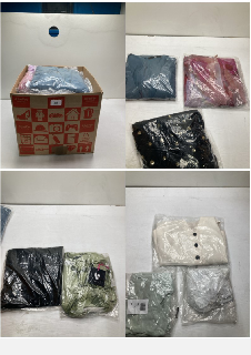 BOX OF CLOTHING ITEMS IN VARIOUS COLOURS & DESIGNS