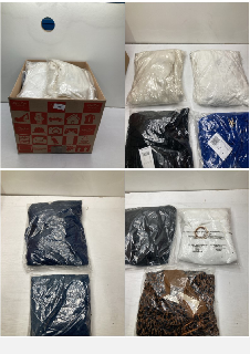 BOX OF CLOTHING ITEMS IN VARIOUS COLOURS & DESIGNS