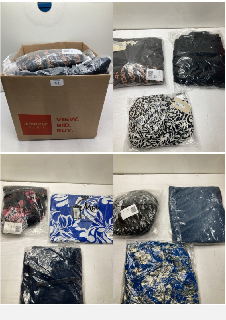 BOX OF CLOTHING ITEMS IN VARIOUS COLOURS & DESIGNS