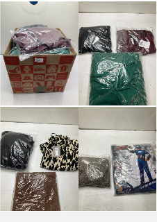 BOX OF CLOTHING ITEMS IN VARIOUS COLOURS & DESIGNS