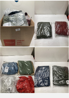 BOX OF CLOTHING ITEMS IN VARIOUS COLOURS & DESIGNS