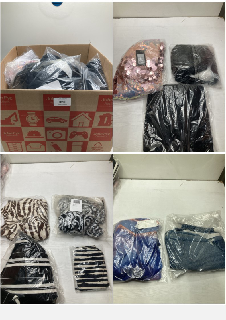 BOX OF CLOTHING ITEMS IN VARIOUS COLOURS & DESIGNS