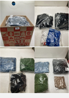 BOX OF CLOTHING ITEMS IN VARIOUS COLOURS & DESIGNS