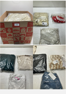 BOX OF CLOTHING ITEMS IN VARIOUS COLOURS & DESIGNS