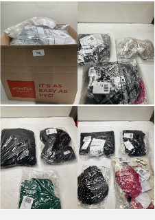 BOX OF CLOTHING ITEMS IN VARIOUS COLOURS & DESIGNS