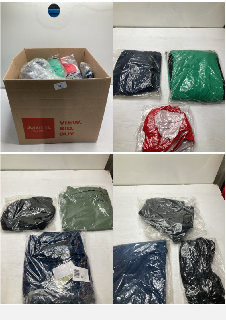 BOX OF CLOTHING ITEMS IN VARIOUS COLOURS & DESIGNS