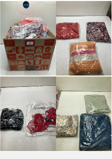 BOX OF CLOTHING ITEMS IN VARIOUS COLOURS & DESIGNS