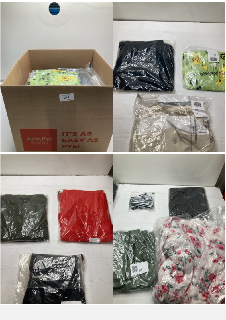 BOX OF CLOTHING ITEMS IN VARIOUS COLOURS & DESIGNS