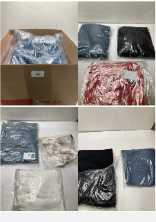 BOX OF CLOTHING ITEMS IN VARIOUS COLOURS & DESIGNS