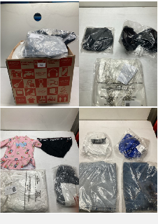 BOX OF CLOTHING ITEMS IN VARIOUS COLOURS & DESIGNS