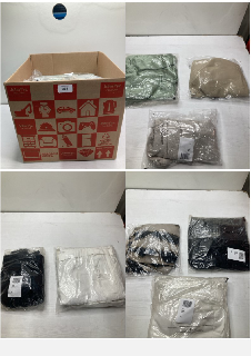 BOX OF CLOTHING ITEMS IN VARIOUS COLOURS & DESIGNS