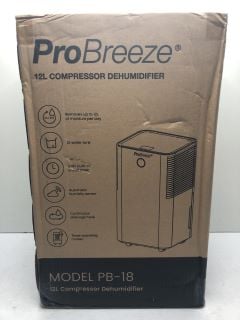 PRO BREEZE 12L COMPRESSOR DEHUMIDIFIER MODEL: PB-18 RRP: £149