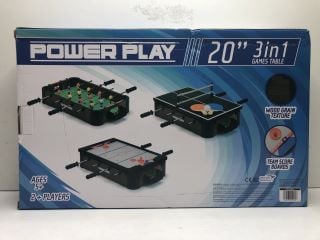 POWER PLAY 20" 3 IN 1 GAME TABLE