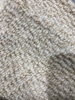 WHITE WITH BROWN ACCENTS CLOSED LOOP BERBER  SOFT FIBRE CARPET (5M)