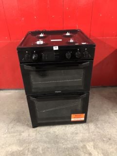 HOTPOINT 60CM DOUBLE GAS COOKER WITH 4 ZONE GAS HOB IN BLACK MODEL NO:HDM67G0CMB