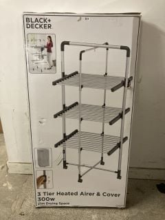 3 X ITEMS TO INCLUDE BLACK + DECKER 3 TIER HEATED AIRER & COVER