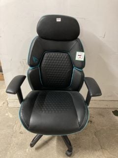 ADX BLACK LEATHER GAMING CHAIR (WHEEL MISSING)