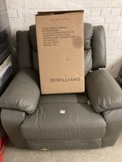 1 SEATER RECLINABLE LEATHER SOFA IN GREY & BOSWORTH SIDE TABLE WHITE