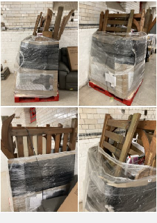 PALLET OF ITEMS TO INCLUDE DISASSEMBLED WOODEN FURNITURE