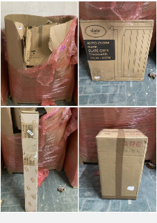 PALLET OF ITEMS TO INCLUDE SLATE GREY AUTO CLOSE SAFETY GATE