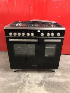 KENWOOD TWIN GAS RANGE COOKER 90CM IN BLACK MODEL NO: CK 407 G