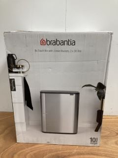 BRABANTIA BO TOUCH BIN - 2 X 30L INNER BUCKETS (MATT STEEL FINGERPRINT PROOF) LARGE WASTE/RECYCLING KITCHEN BIN - SOFT-TOUCH RRP: Â£151