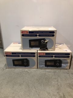 3 X LOGIK BLACK COMPACT MICROWAVES