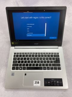 ACER ASPIRE 5 256GB LAPTOP IN SILVER: MODEL NO N19H2 (UNIT ONLY WITH CHARGE UNIT). INTEL CORE I5--10210U, 8GB RAM,   [JPTN41906]