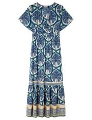 9 X WOMEN'SECRET TROPICAL PRINT MAXI DRESS, BLUE, SIZE L - LOCATION 15A.