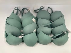 8 X WOMEN'SECRET PUSH UP BRA, GREEN, VARIOUS SIZES INCLUDING SIZE 90B, 95B AND 85B - LOCATION 15A.