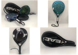 4 X RACKETS VARIOUS BRANDS AND MODELS INCLUDING WILSON ACCENT PADEL RACKET (BROKEN) - LOCATION 4A.