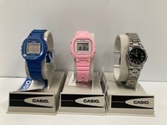 3 X CASIO WATCHES VARIOUS MODELS INCLUDING MODEL LYP-V002 - LOCATION 10B.