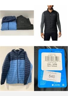 2 X COLUMBIA COATS INCLUDING A BLACK WAISTCOAT SIZE XXL AND A BLUE JACKET SIZE XXL - LOCATION 40B.