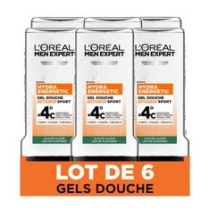 6 X L'OREAL MEN EXPERT HYDRA ENERGETIC SHOWER GEL - LOCATION 18C.