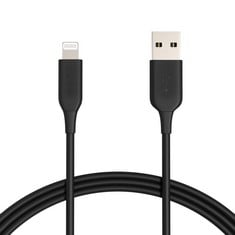 35 X BASICS LIGHTNING TO USB TYPE A CABLE, 2 PCS, MFI CERTIFIED IPHONE CHARGER, 1.8 M, BLACK - LOCATION 11C.