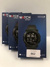 3 X SMARTWATCHES WITH BLUETOOTH, HEART RATE MONITOR, STEP COUNTER, BLOOD PRESSURE AND SEDENTARY REMINDERS