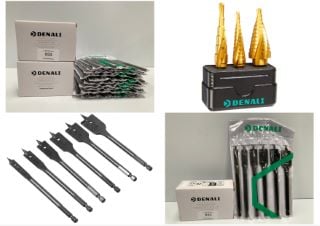 13 X DENALI BRAND ITEMS VARIOUS MODELS INCLUDING 3 PIECE STEP DRILL SET - LOCATION 16C.