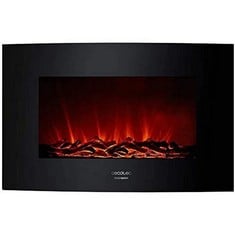 CECOTEC READY WARM 3500 CURVED FLAMES ELECTRIC FIREPLACE. 2000 W, SIZE 35", 2 POWER LEVELS, REMOTE CONTROL, CURVED TEMPERED GLASS PANEL, TIMER, 30 M2.