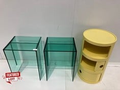 3 X KARTELL ITEMS INCLUDING YELLOW DESIGN SIDE TABLE .