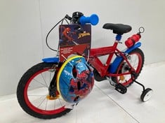 SPIDERMAN CHILDREN'S BIKE WITH HELMET AND BOTTLE (INCOMPLETE).